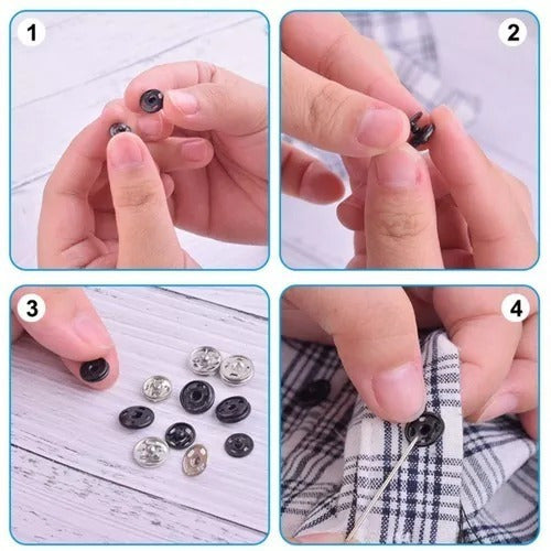 Broches De Presion Niquel 9mm Snap Fasteners X36 Pares, 72un