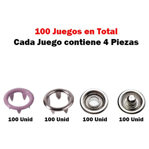 Broches A Presión Metálicos 9.5mm Para Ropa Tela X 100 Und