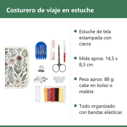 Kit Mini De Costura Completo Viajero 58 Piezas Beige