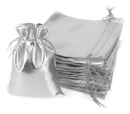 Bolsas Plateadas Con Cordon Dulceros Regalo 15x20 Cm X50 Und