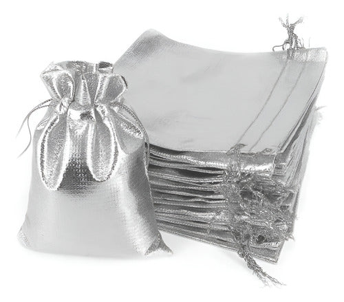 Bolsas Plateadas Con Cordon Dulceros Regalo 15x20 Cm X50 Und Default Title