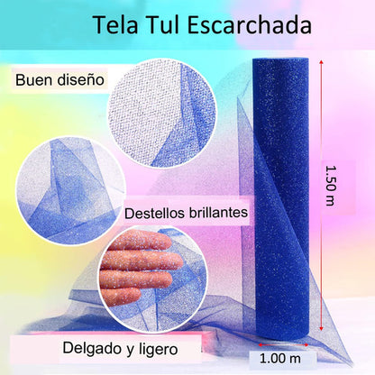 Tela Tul Escarchada Vestidos Faldas Ancho 1.50m  X 1 Mts