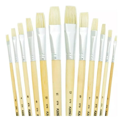 Kit De Pinceles Cerda Plana X12 Unidades