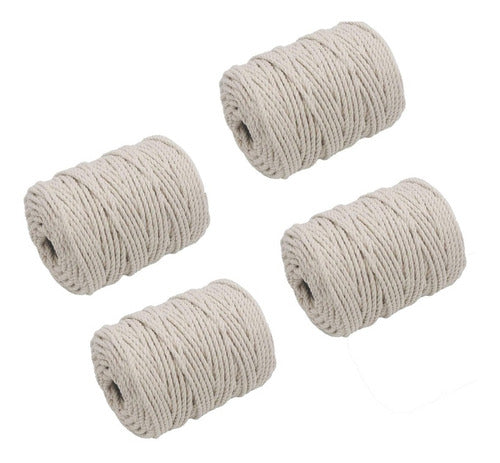 4 Hilos De Algodón Para Tejer Macramé 6mm Beige Beige