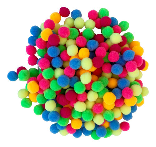Pompones Para Manualidades Neon 15 Mm X1000 Und Colores Surtidos