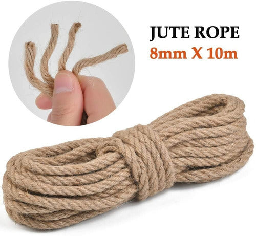 Cuerda Yute Natural Resistente 8 Mm X 10 Mts Decoración