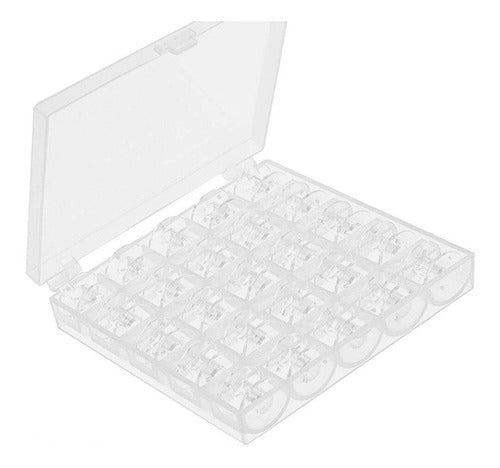 Caja Organizador De Bobina + 25 Carreteles Costura