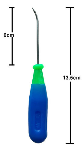 Aguja Punzón Cuero Curva Mango Plastico Marroquineria X12und