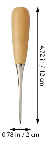 Punzon Lezna Mango Madera Para Modisteria Y Cuero X 1 Und