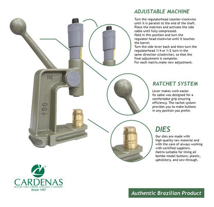 Kit Máquina Hacer Botones Coser Ropa Alfileres Verde 1/2 Y 3