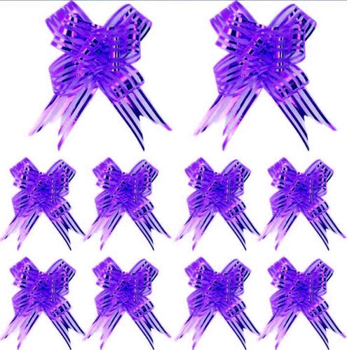Moños De Regalo Mediano Organza Irizado Navidad 100 Und