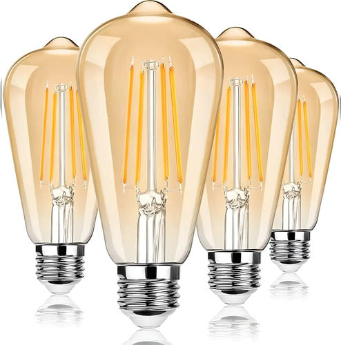 10 Bombillos Vintage Pera Led Tipo Edison 4w Filamento 120v Blanco Cálido
