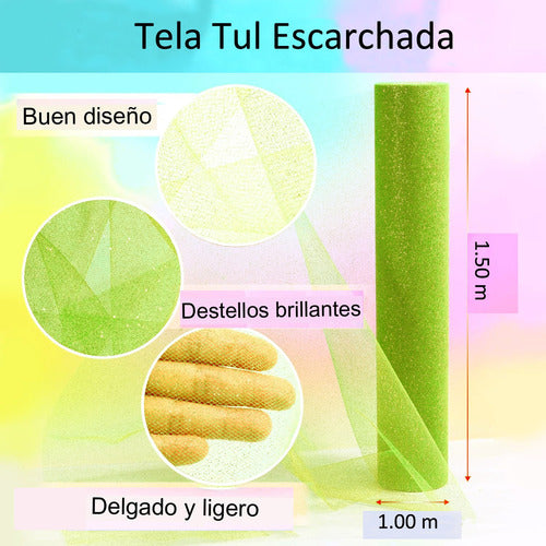 Tela Tul Escarchada Vestidos Faldas Ancho 1.50m  X 1 Mts