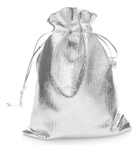 Bolsas Plateadas Con Cordon Dulceros Regalo 15x20 Cm X50 Und