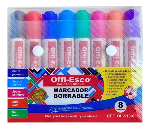 Set De Marcadores Borrables Offi Esco Oe-510-8 X8 Und Blanco