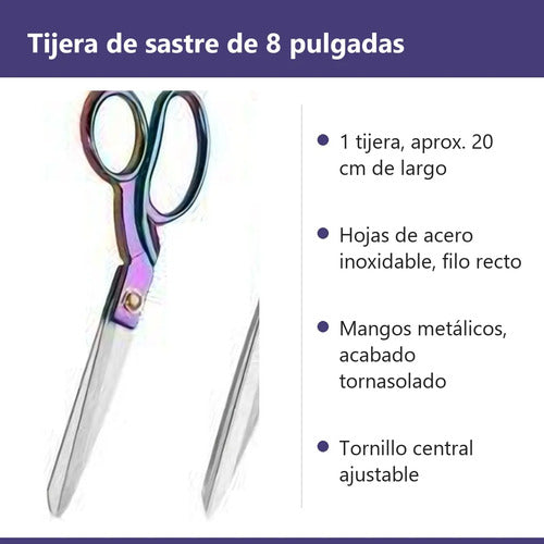 Tijera De Sastre 8 Pulgadas Acero Inoxidable Para Costura