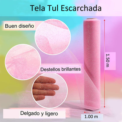 Tela Tul Escarchada Vestidos Faldas Ancho 1.50m  X 1 Mts