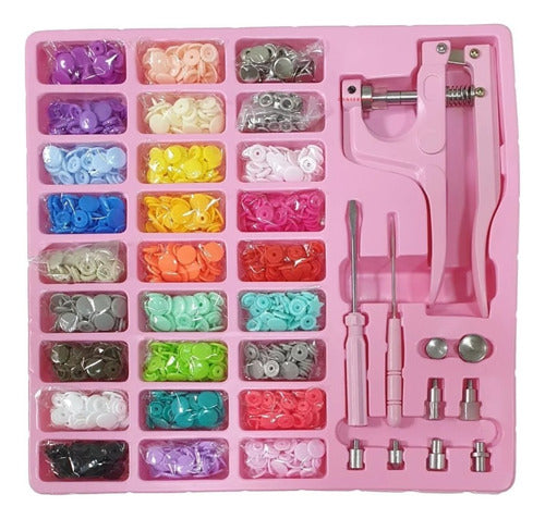 Kit pinza Broches Plasticos Ojales Broches Metalicos Cazuela X 300 Pzs Rosa Geométrico