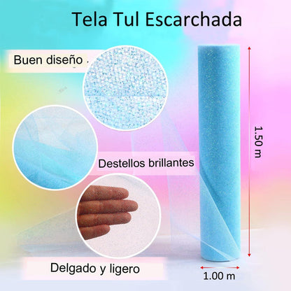 Tela Tul Escarchada Vestidos Faldas Ancho 1.50m  X 1 Mts