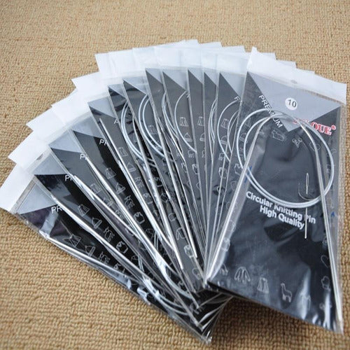 Kit Aguja Circular Para Tejer Punta Metal 12 Unidades X80cm