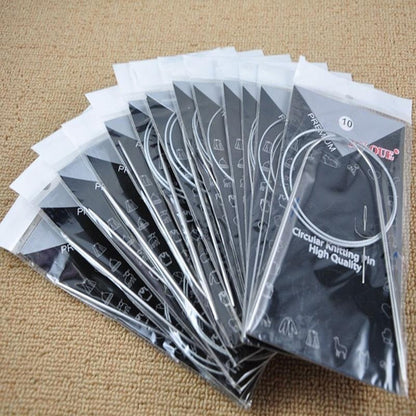 Kit Aguja Circular Para Tejer Punta Metal 12 Unidades X80cm