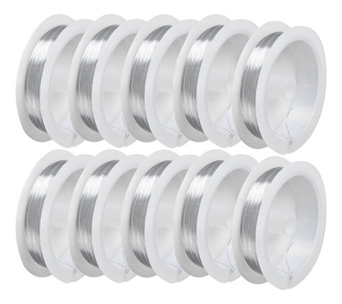 Rollo Alambre Acero Color Plata 50 Metros De Cal 0.3mm 10und Plata