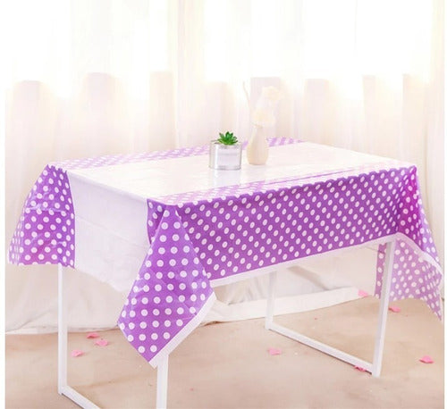 Mantel Plástico Para Fiestas Infantiles Puntos. 1.80x1.08m Morado