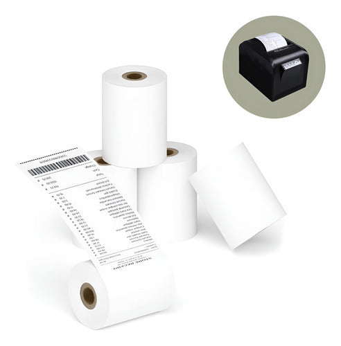 6 Rollos Papel Termico Impresora Pos Factura 80mm X 60 M Blanco