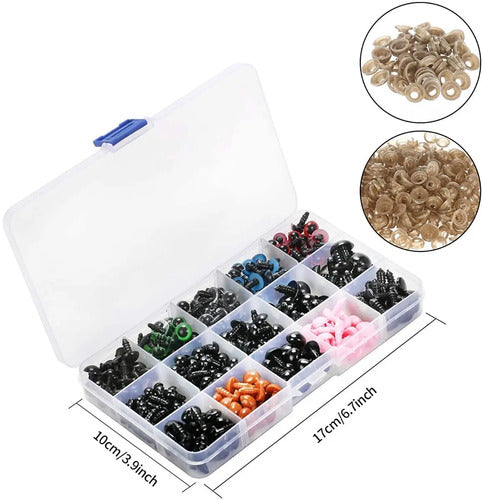 Ojos De Seguridad Amigurumi Con Narices Y Caja 560 Piezas