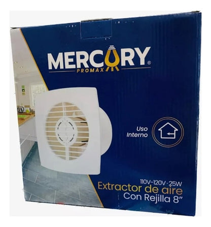 Extractor De Aire Para Baño O Cocina Con Rejilla 8 Pulgadas