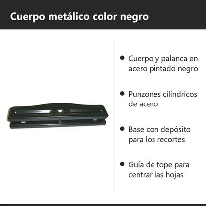 Perforadora De Papel 3 Huecos Metálica Para Hojas Carta A4
