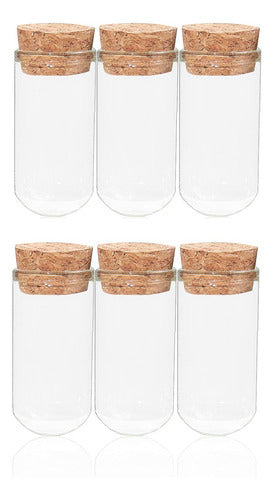 Tubo Vidrio Transparente Tapon De Corcho 50ml X 6 Und