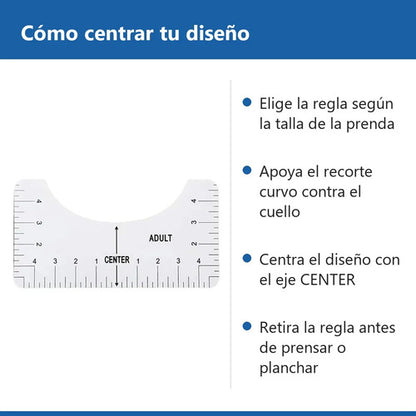 Set 4 Reglas Guía Centrar Estampados Camisetas Sublimación