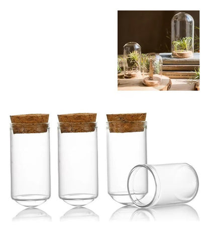 Tubo Vidrio Transparente Tapon De Corcho 50ml X 6 Und