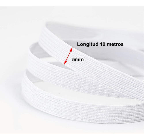 3 Unidades Elastico Resorte Caucho Trenzado 5mm X 10 Metros