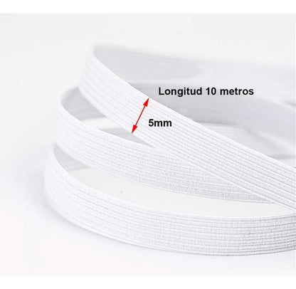 3 Unidades Elastico Resorte Caucho Trenzado 5mm X 10 Metros