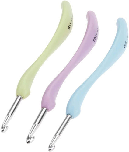 Juego 8 Agujas Crochet Tejer Mango Ergonómico 2.5mm-6.0mm