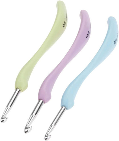 Juego 8 Agujas Crochet Tejer Mango Ergonómico 2.5mm-6.0mm