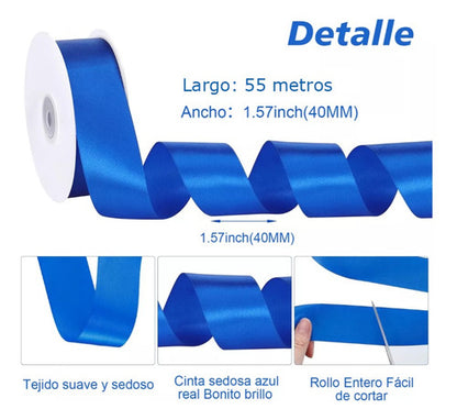 Rollo Cinta Satin Para Decoracion Ancho 4 Cm X 55 Metros