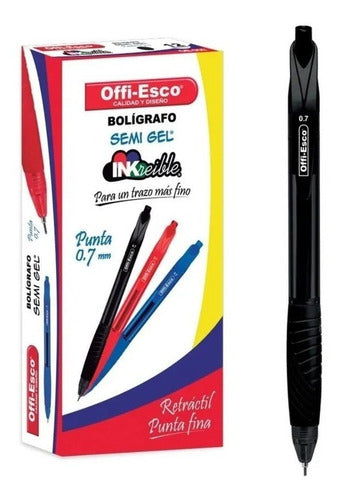 Esfero Retractil Semigel X12u Color De La Tinta Negro Color Del Exterior Negro Default Title