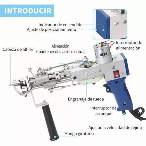 Maquina Para Tufting Electrica Alfombras Pistola Cutpile