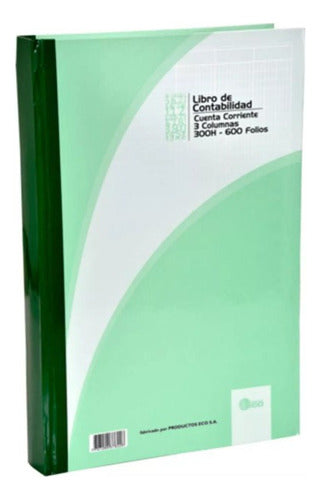 Libro De Contabilidad 3 Columnas 600 Folios 300 Hojas Verde
