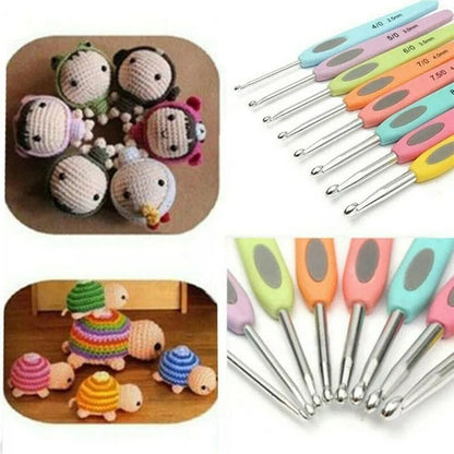 Juego De 8 Agujas Crochet Para Tejer Mango Plano 2.5mm-6.0mm