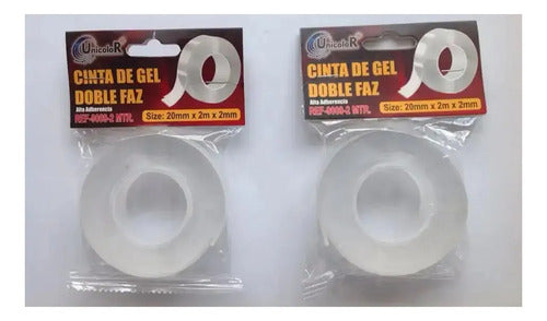 Cinta Doble Faz En Gel Transparente 2 Metros Unicolor
