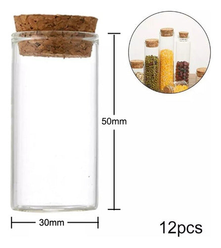Frasco Vidrio Tapa Corcho 50mm X 12und 35ml