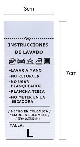 Marquillas Instrucciones De Lavado En Satín. 3x7cm. 100 Unid