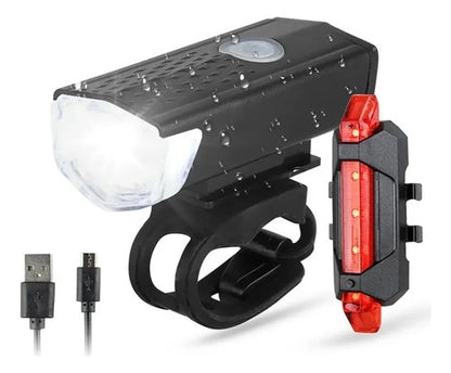 Luz Led Recargable Usb Para Bicicleta Delantera Y Trasera