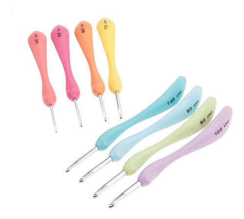 Juego 8 Agujas Crochet Tejer Mango Ergonómico 2.5mm-6.0mm