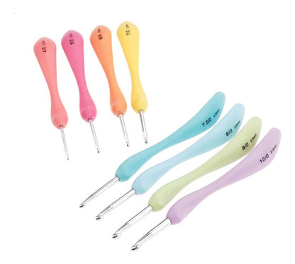 Juego 8 Agujas Crochet Tejer Mango Ergonómico 2.5mm-6.0mm