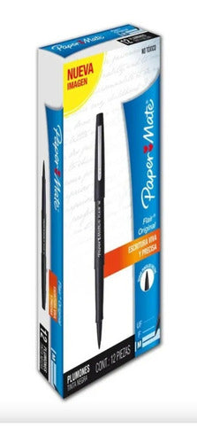 Micropunta Paper Mate Flair Negro X12 Unidades